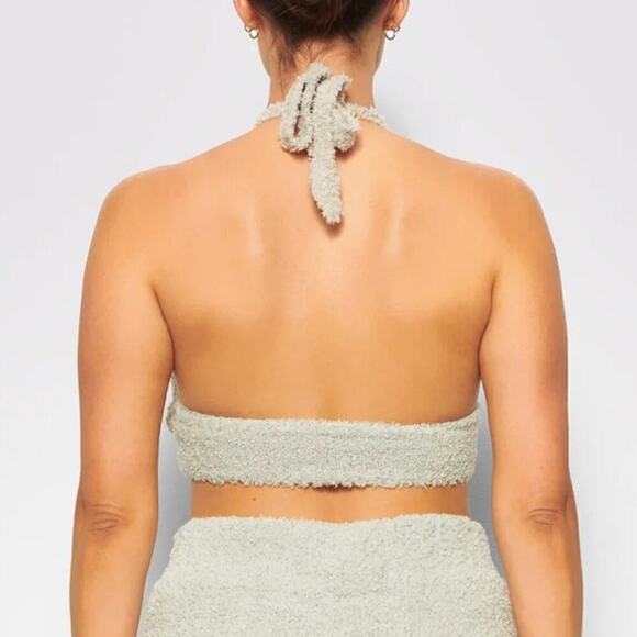 SKIMS Cozy Knit Halter Bra Top Tie Neck Bralette in Aqua Blue NWT Size 2X 3X - Picture 5 of 10